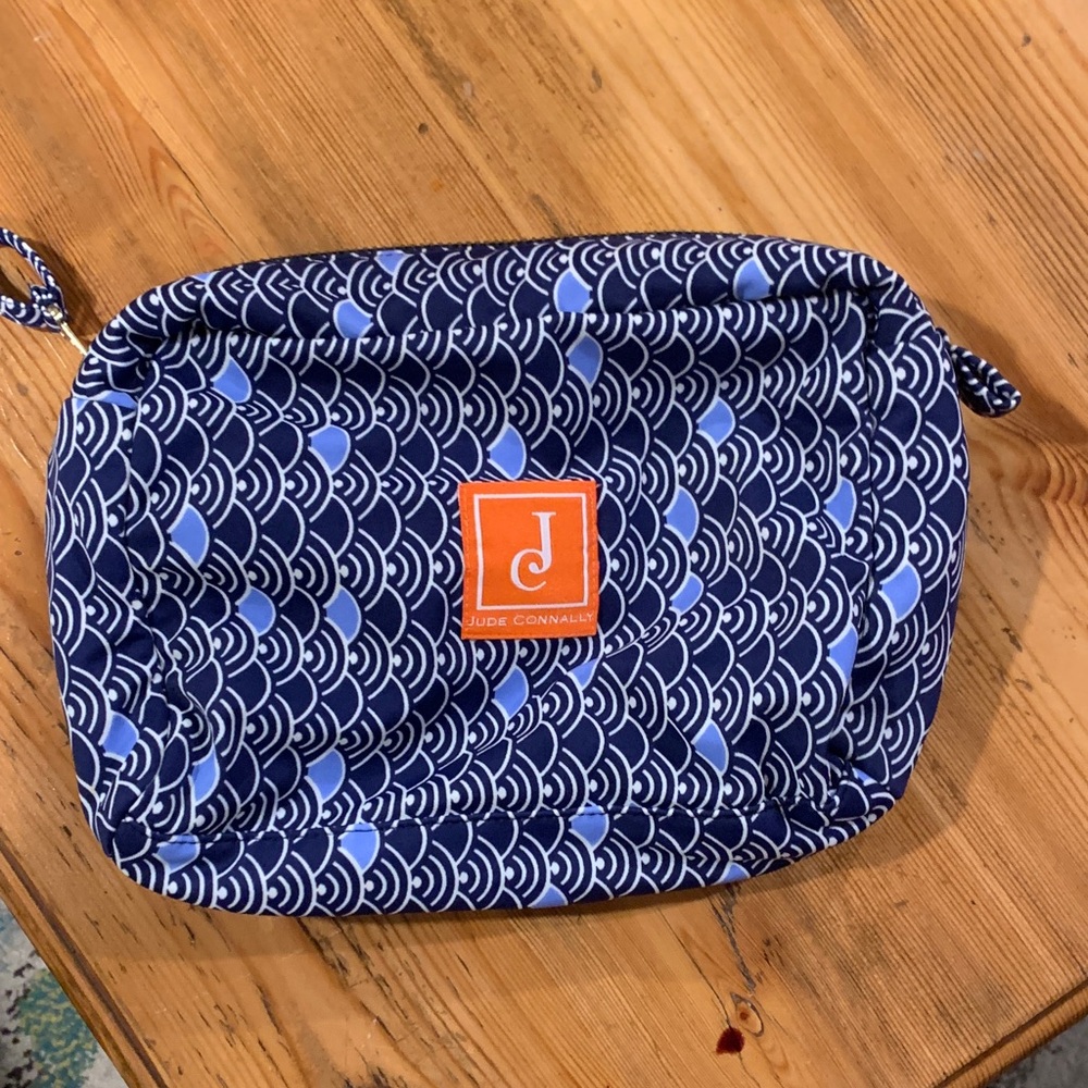 Jude Connally Navy and Light Blue Wave Cosmetic Bag